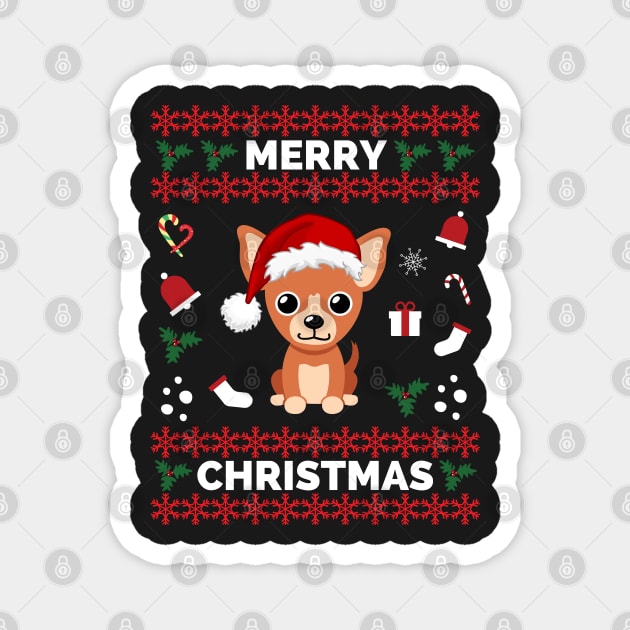 Merry Woofmas Chihuahua Christmas Holiday - Chihuahua Funny Holiday Christmas - Chihuahua Funny Holiday Christmas Celebration Magnet by Famgift