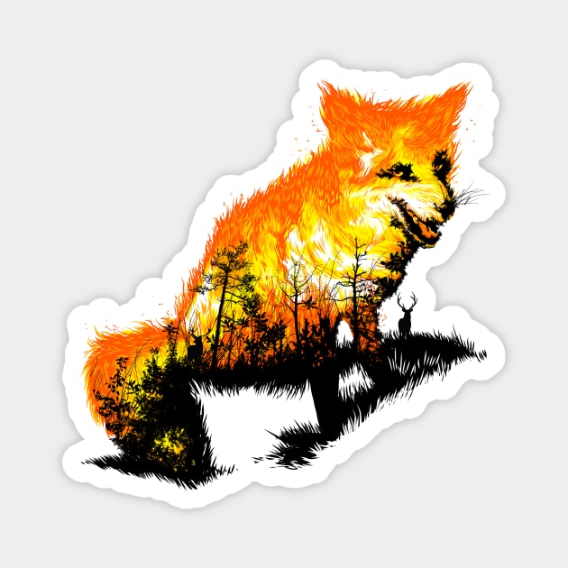 Fire Fox Forest Fire Magnet by kookylove
