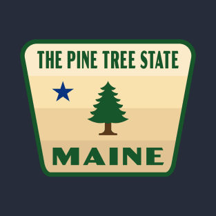 The Pine Tree State Maine Retro Pine Tree Badge (Tan) T-Shirt