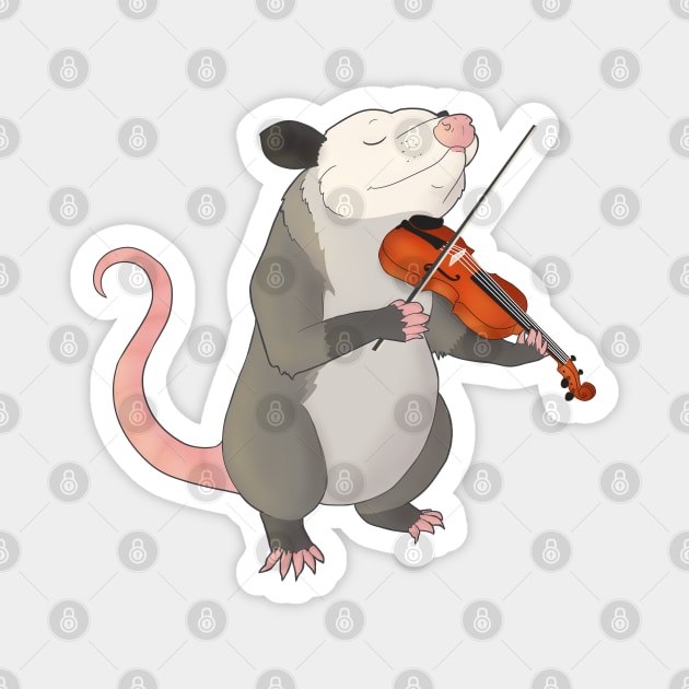 Possum playing the fiddle or violin Magnet by Mehu Art