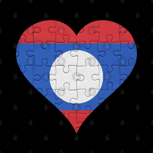 Lao Jigsaw Puzzle Heart Design - Gift for Lao With Laos Roots by Country Flags