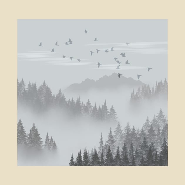 Foggy Forest Landscape by vanityvibes