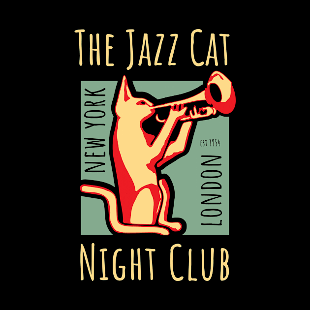 Vintage Jazz Club Poster with Jazz Cat by jazzworldquest