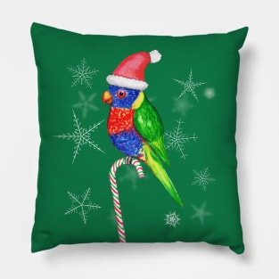 Rainbow lorikeet Christmas style Pillow