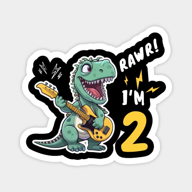 Kids Rawr I'm 2 2nd Birthday Dinosaur Boys Dino T Rex 2 Years Magnet by IYearDesign