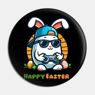 "Video Game Bunny Eggs Happy Easter Day" Festive Tee Pin