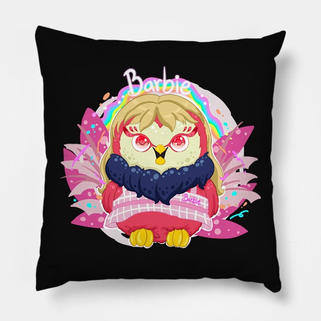 The little red owl wear barbie dress with pattern for Men or Women Kids Boys Girls love owl Pillow by littlepiya