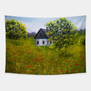 Countryside poppy field Tapestry