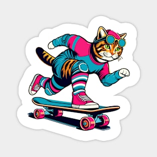 Skateboarding Cat Magnet