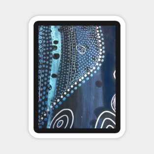 Black and Blue Abstract Mixed Media Artwork Magnet