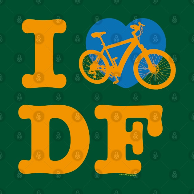 I Love Cycling DF Orenge Blue / Yo Amo andar en Bicicleta en el DF / Chilango Pride / Orgullo Chilango Graphic by chilangopride