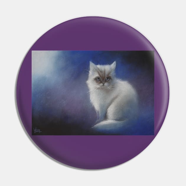 White Kitten Pin by VeriArt