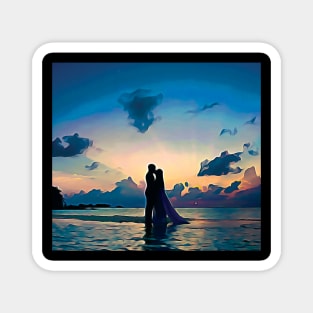 Couples wedding on beach Oil Painting Art Magnet