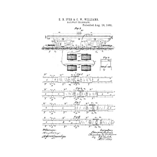 Railway Telegraph Vintage Patent Hand Drawing T-Shirt