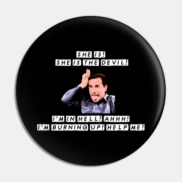 Michael Scott Dinner Party Quote Jan is the Devil Pin by graphicbombdesigns