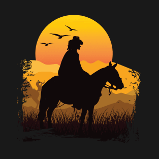 Cowgirl Riding Sun Retro Vintage T-Shirt T-Shirt