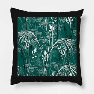 Wild grasses - dark green Pillow