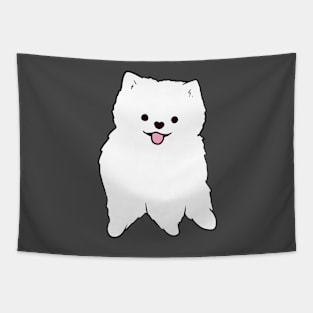 White pomeranian illustration Tapestry