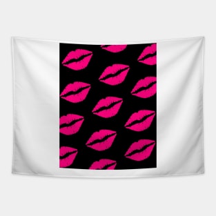 Pink and Black Lips Kiss Tapestry