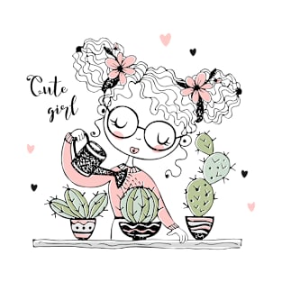 girl planting cactus T-Shirt