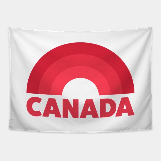 Canada Retro Rainbow Badge Red Tapestry by modeoftravel