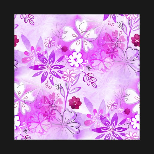 Pink and Purple Floral Watercolor by KirstenStar 