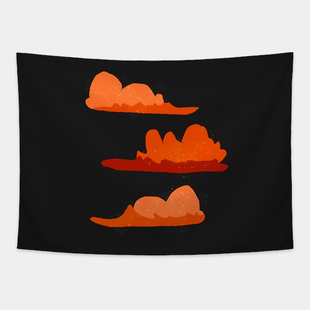 Orange Sparkly Fluffy Clouds Tapestry by Usagicollection