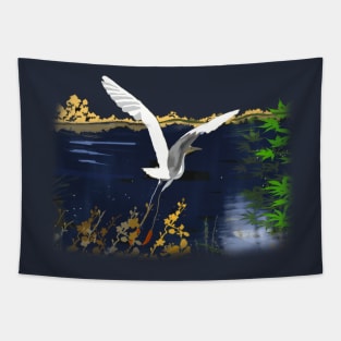 Long Legged Bird over Water Tapestry