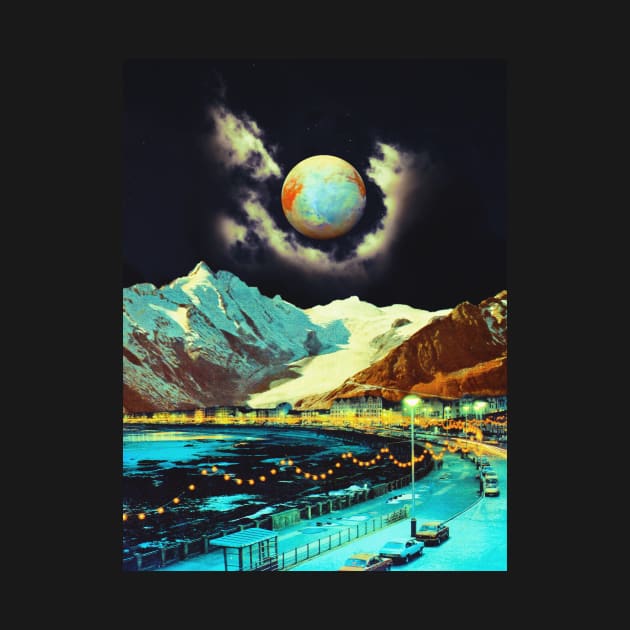 Full Moon Night - Space Collage, Retro Futurism, Sci-Fi by jessgaspar