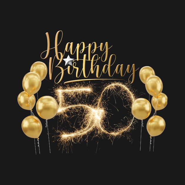 Happy 50 Birthday Gold Balloons by InStyle Designs