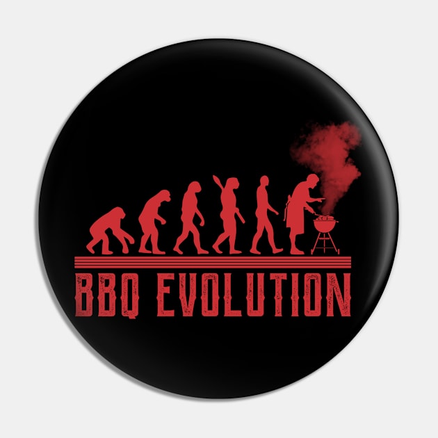 Funny BBQ Evolution | Humorous Grill Lovers Distressed Style Pin by missalona