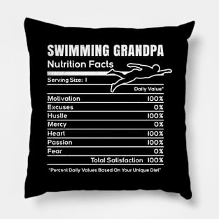 Swimming nutrition facts funny theme for Grandpa Pillow