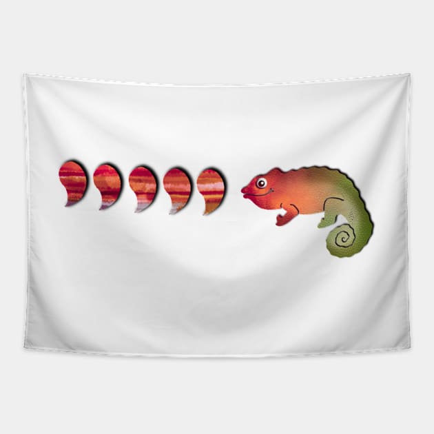 Comma Chameleon, Graphic Design Tapestry by cherdoodles