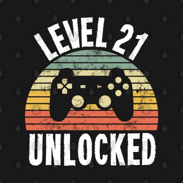 Level 21 Unlocked T-Shirt - 21th Birthday Gamer Gift - Twenty First Anniversary Gift by Ilyashop