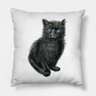 Black kitten Pillow