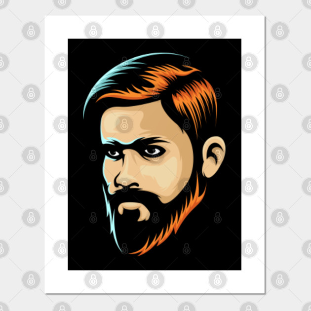 face man hair logo illustration face man posters and art prints teepublic