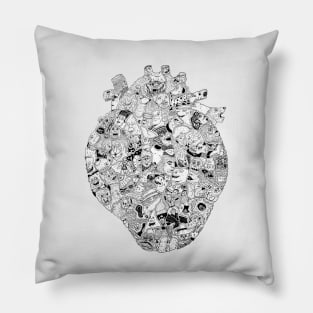 “Heart Faces” Anatomical Heart Cartoon Drawing Pillow