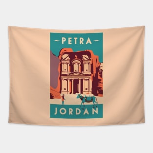 A Vintage Travel Art of Petra - Jordan Tapestry