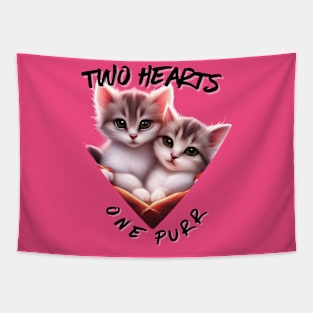 Two hearts one Purr Tapestry