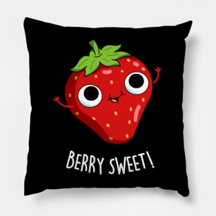 Berry Sweet Cute Strawberry Pun Pillow