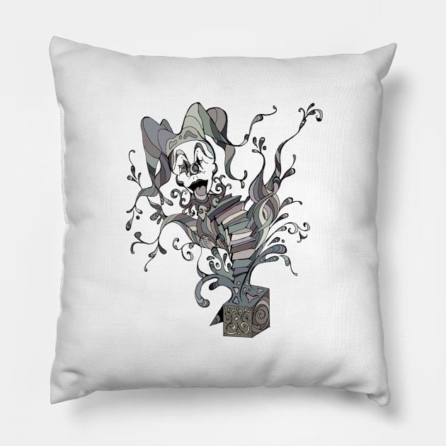 Jack In The Box, Gray Pillow by ogfx