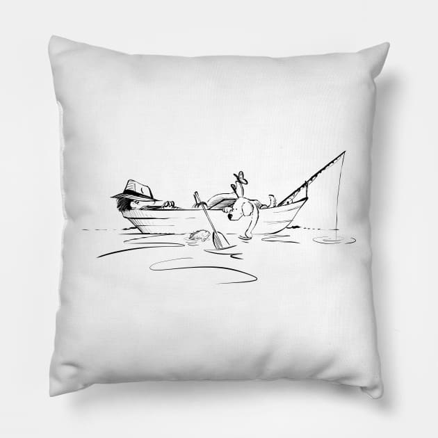 Relaxing in a Boat Pillow by Jason's Doodles