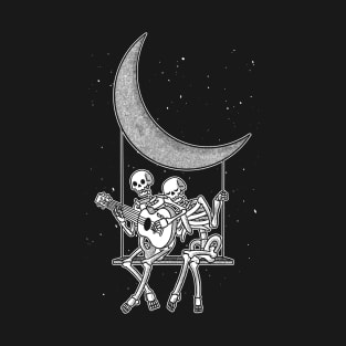 Moonlight Love Skeleton Guitar Music T-Shirt