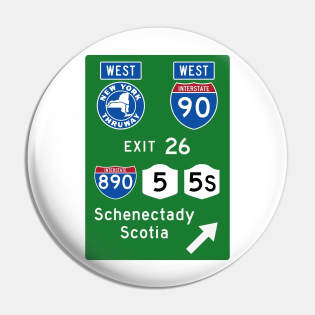 New York Thruway Westbound Exit 26: Schenectady Scotia I-890 NY Rte 7, 5S Pin by MotiviTees