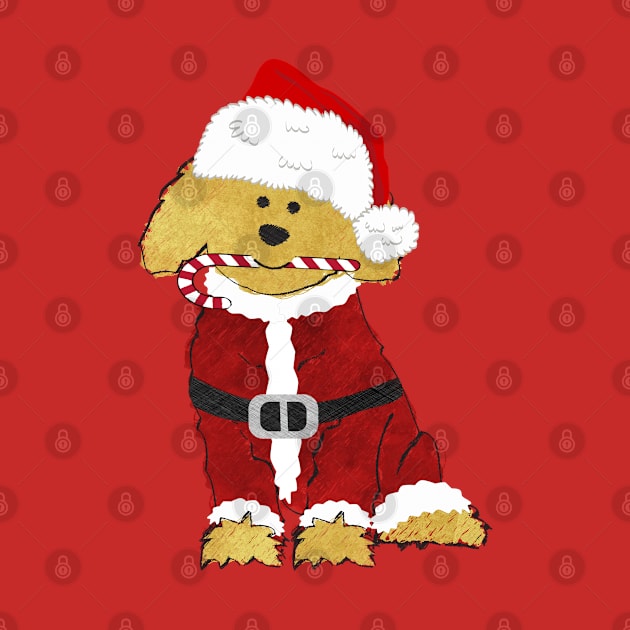 Christmas Goldendoodle Santa Claus by EMR_Designs