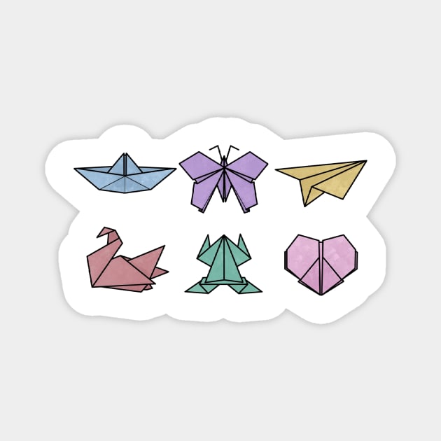 Colorful Origami Figures Magnet by peachycrossing