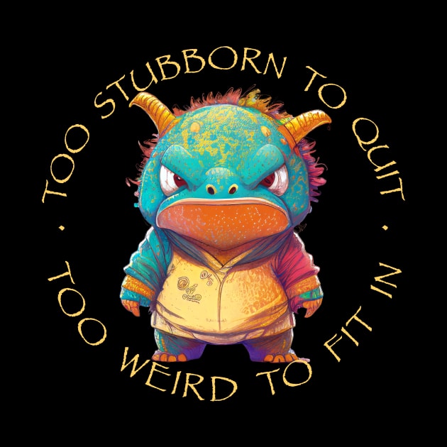 Colorful Dragon Too Stubborn To Quit Too Weird To Fit In Cute Adorable Funny Quote by Cubebox