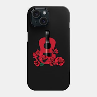 Red Guitar with Red Roses Phone Case