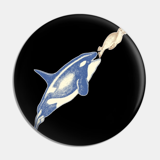 Killer Whale VS Seal Pin by encycloart