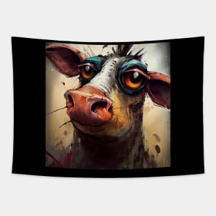 Caricature Abstract Cow Tapestry